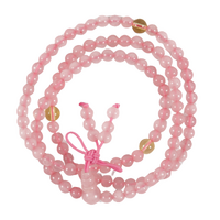 Crystal Mala Beads Necklace ROSE QUARTZ 30cm