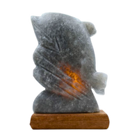 Himalayan Salt Lamp GREY DOLPHIN With Wood Base