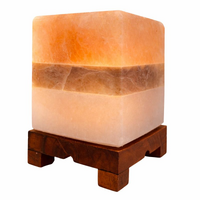 Himalayan Salt Lamp THREE REALMS CUBE With Wooden Stand