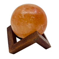 Himalayan Salt Lamp SPHERE With Wooden Stand, cord and globe