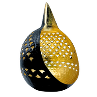 Tealight Lantern Buddha Tears CUTOUT BLACK & GOLD Large Single