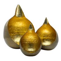 Tealight Lantern Buddha Tears GOLD Set of 3