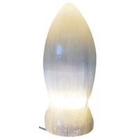 Carved Selenite Monolith Lamp - With Cord and Globe