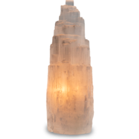 Natural Selenite Lamp 15-20cm - With Cord and Globe