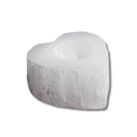 Tealight Candle Holder HEART SELENITE White LARGE