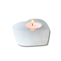 Tealight Candle Holder HEART SELENITE White SMALL