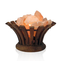 Himalayan Salt Lamp FLARED WOODEN FIRE BOWL