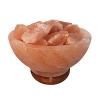 Himalayan Salt lamp ORIGINAL FIRE BOWL with Wood Base