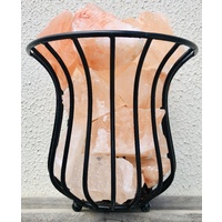 Himalayan Salt Lamp METAL CAGE VASE With 1.8m Black Cord and 25 Watt Globe