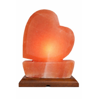Himalayan Salt Ornament GIANT HEART with Wooden Base