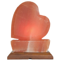 Himalayan Salt Lamp LARGE HEART Wood Base