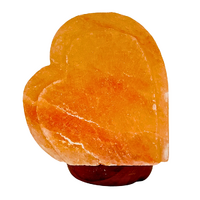 12V Himalayan Salt Lamp HEART MINI Wood Base