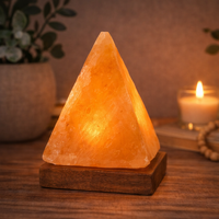 Himalayan Salt PYRAMID with Wood Base SMALL