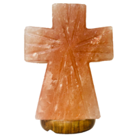 Himalayan Salt Lamp SMALL CROSS with Wood Base