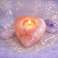 Himalayan Salt Tealight Candle Holder HEART ROUNDED