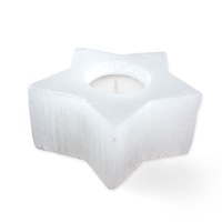 Tea Light Candle Holder STAR SELENITE White