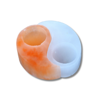 Tealight Candle Holder YIN YANG SELENITE Red-White