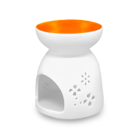 Porcelain Oil Burner DRAGONFLY w ORANGE DISH