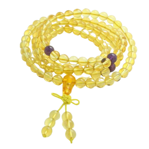 Crystal Mala Bead Necklace CITRINE 30cm