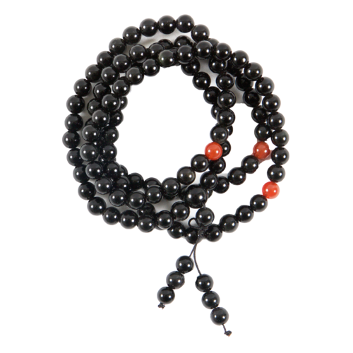 Mala Beads Necklace Obsidian