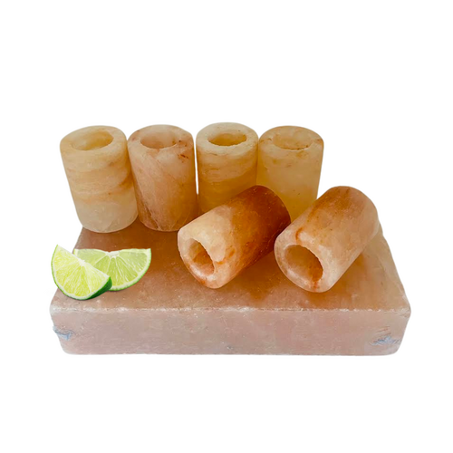 Himalayan Salt Tequila Shot Glasses with Plate