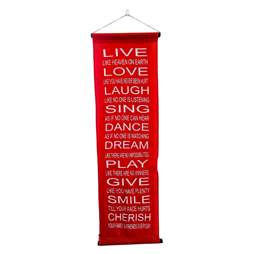 Hanging Banner LIVE LAUGH LOVE Red