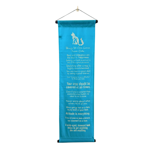 Hanging Banner THINGS WE CAN LEARN FROM CATS Blue