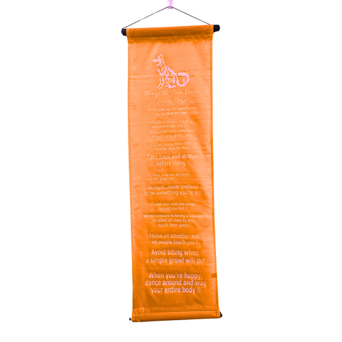 Hanging Banner THINGS WE CAN LEARN FROM DOGS Orange
