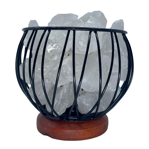 Crystal Cage CLEAR QUARTZ Lamp With 1.8m White Cord and LED Globe