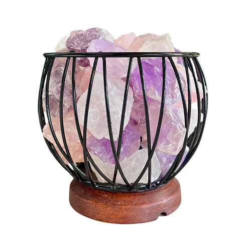 Crystal Cage MIXED Lamp With 1.5m BP Black Cord and LED Globe