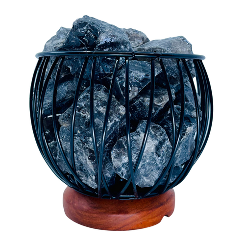 Crystal Cage SMOKEY QUARTZ Lamp With 1.8m Black Cord and LED Globe