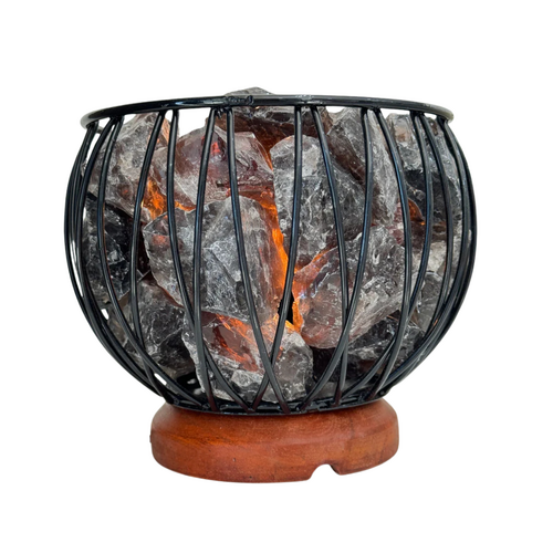 Crystal Cage SMOKEY QUARTZ Lamp With 1.5m BP Black Cord and LED Globe