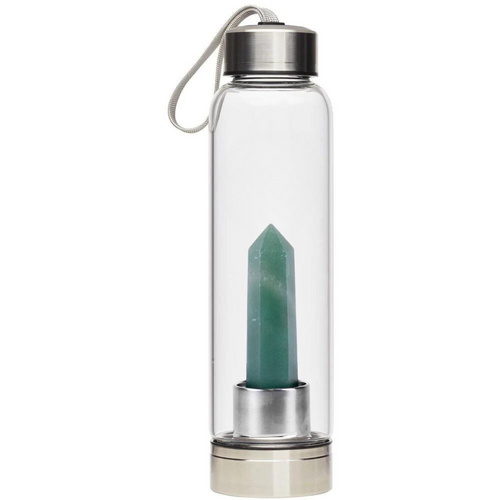 Crystal Glass Water Bottle GREEN AVENTURINE 500ml