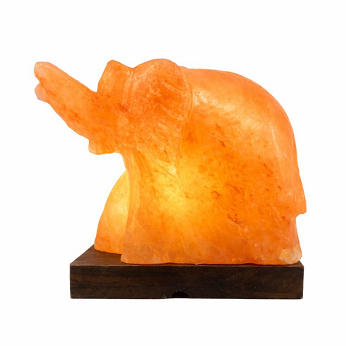 (24V) Himalayan Salt Lamp BABY ELEPHANT With Wood Base