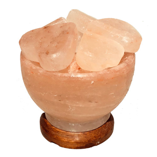 Himalayan Salt Lamp CUPID'S FIREBOWL with Wood Base