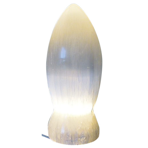 Selenite Crystal Lamp POLISHED 25cm With 1.8m White Cord and LED Globe