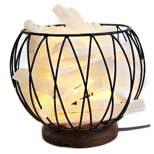 Crystal Cage SELENITE Lamp With 1.8m Black Cord and LED Globe