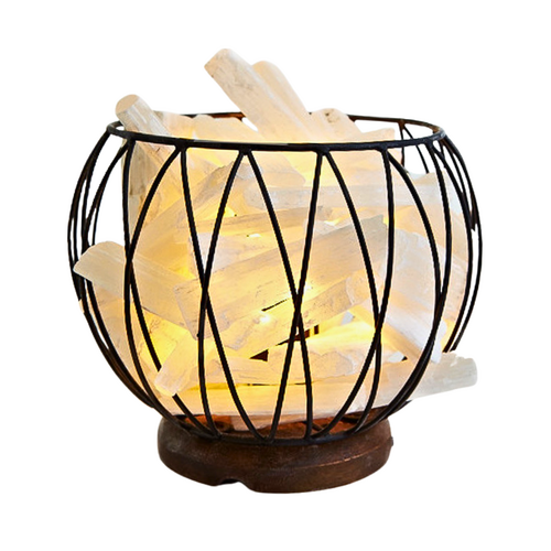 Crystal Cage SELENITE Lamp With 1.8m Black Cord and LED Globe