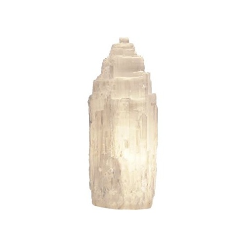 Selenite Lamp NATURAL 15-20cm With 1.8m White Cord and LED Globe