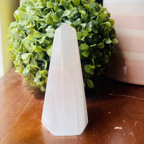 Selenite Crystal Obelisk White 12cm