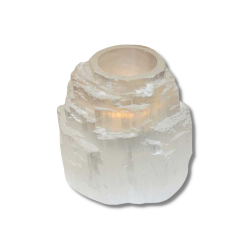 Tealight Candle Holder ROUGH SELENITE White