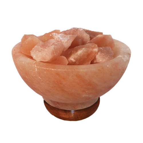 Himalayan Salt lamp ORIGINAL FIRE BOWL with Wood Base