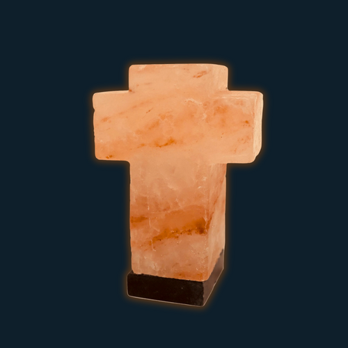 Himalayan Salt Lamp CROSS Marble Base