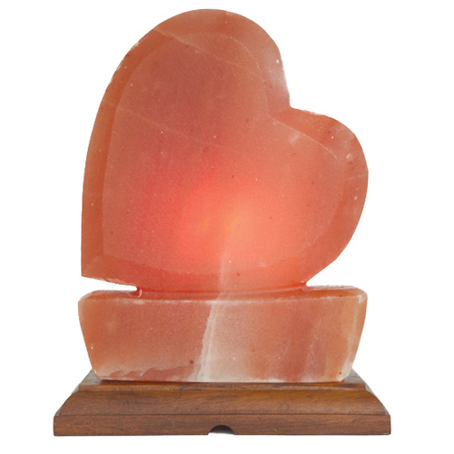 Himalayan Salt Ornament GIANT HEART with Wooden Base