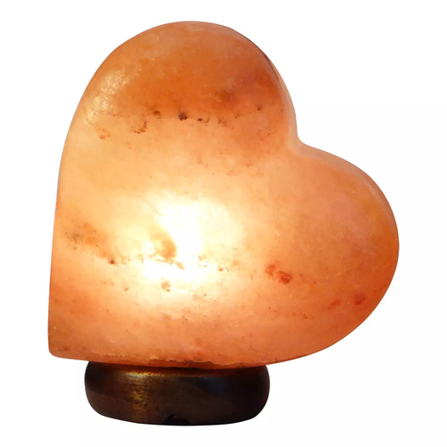 Himalayan Salt Lamp LOVE HEART with Wood Base