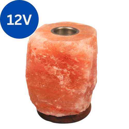 (12V) Himalayan Salt Lamp AROMATHERAPY Wood Base