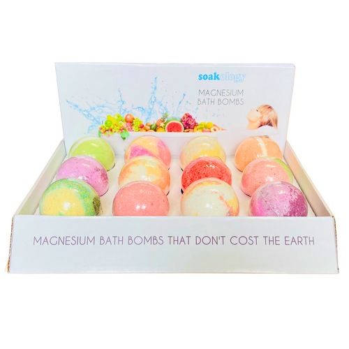 Soakology MAGNESIUM BATH BOMBS Display Box of 12 Assorted