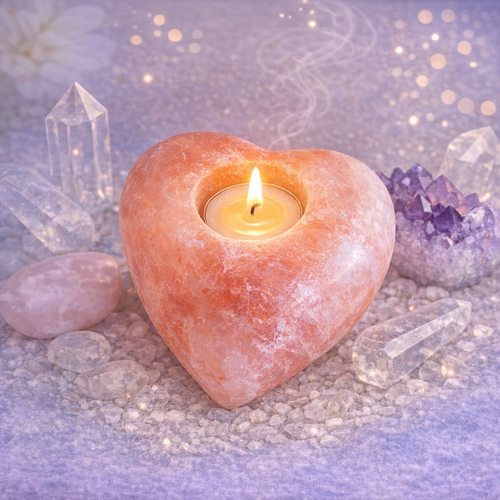 Himalayan Salt Tealight Candle Holder HEART ROUNDED