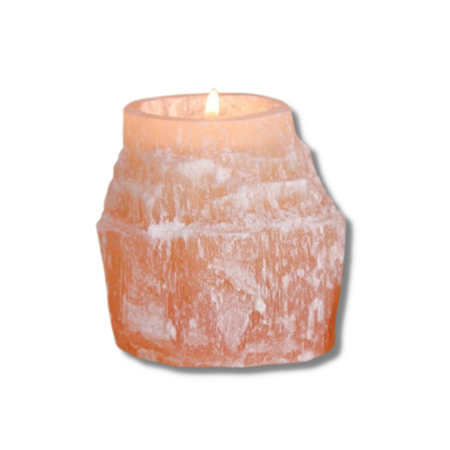 Tealight Candle Holder ROUGH SELENITE Red