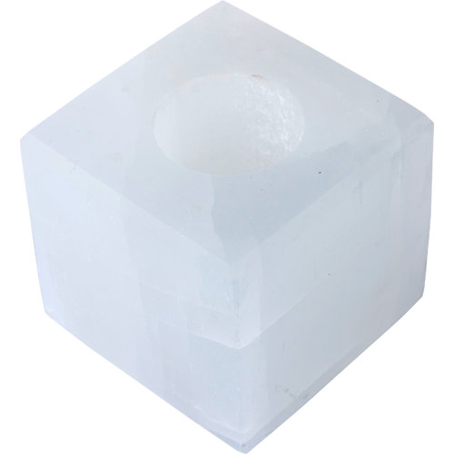 Tealight Candle Holder CUBE SELENITE White